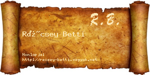 Récsey Betti névjegykártya